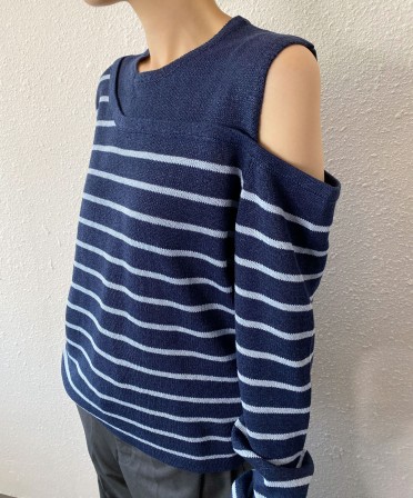 Navy Double Layer Stripe Top #250342